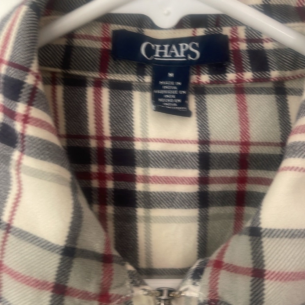 Chaps Women’s full zip up paid flannel shirt size M - Picture 2 of 11